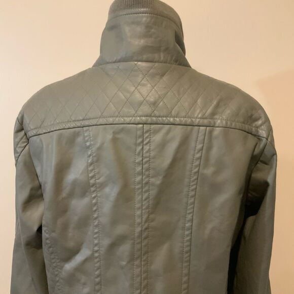 George Faux Leather Sage Green Moto Jacket L 12-14 - Picture 8 of 13